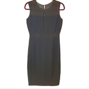 Andrew Marc New York Black Illusion Sheer Yoke Knee Length Little Black Dress 6